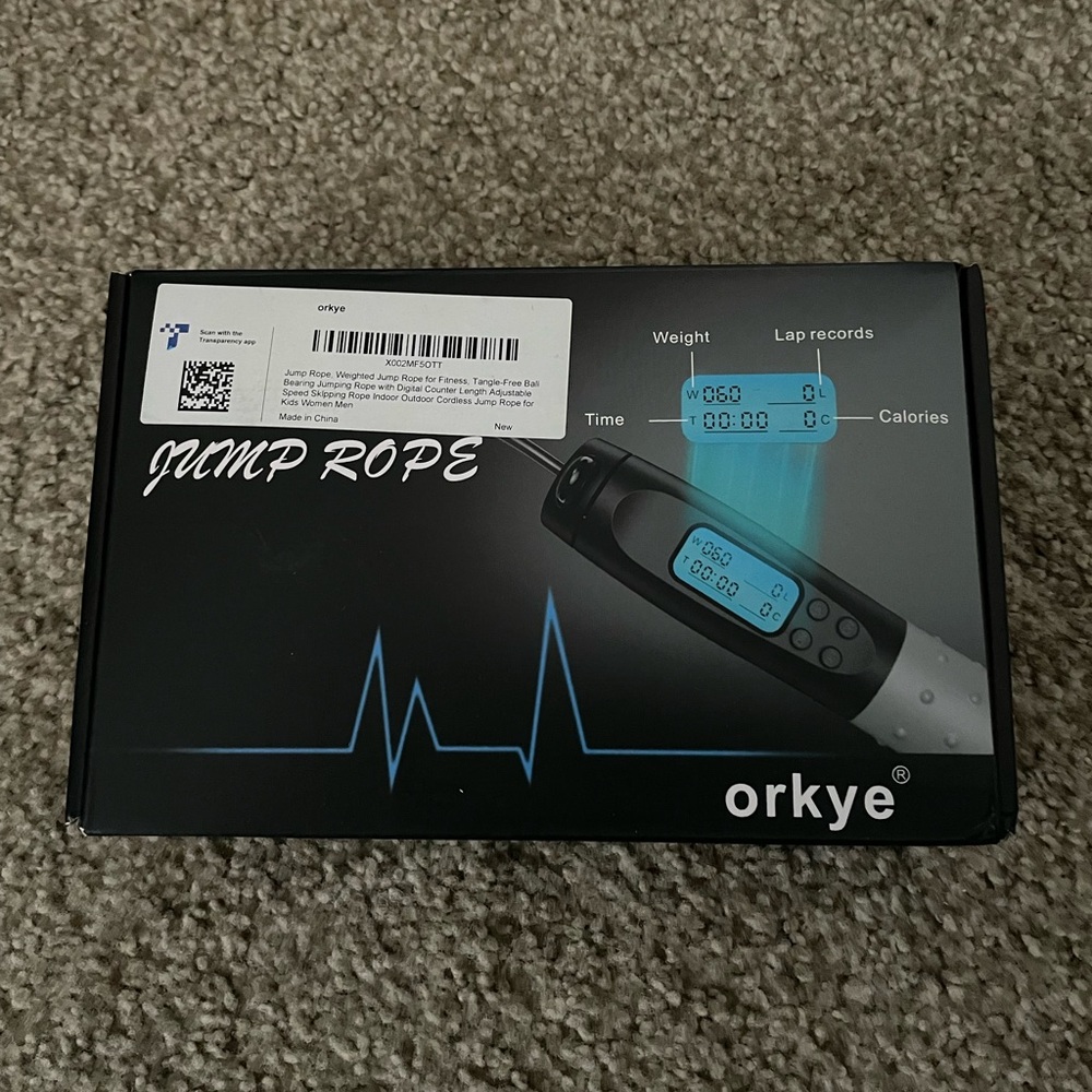 ORKYE Skipping Rope Electronic Digital Display Time Weight Lap Calories Boxed